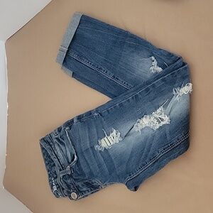 Ariya Jeans, Size 3/4, Distressed / Destroyed, Cuffed Ankle, Excellent Condition